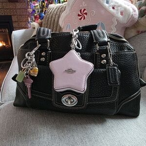 Black Coach Hamptons Turnlock Satchel